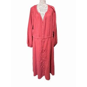 Pact Tiered Gauzy Organic Cotton Dress Short Bell Sleeves VNeck Peasant XXL